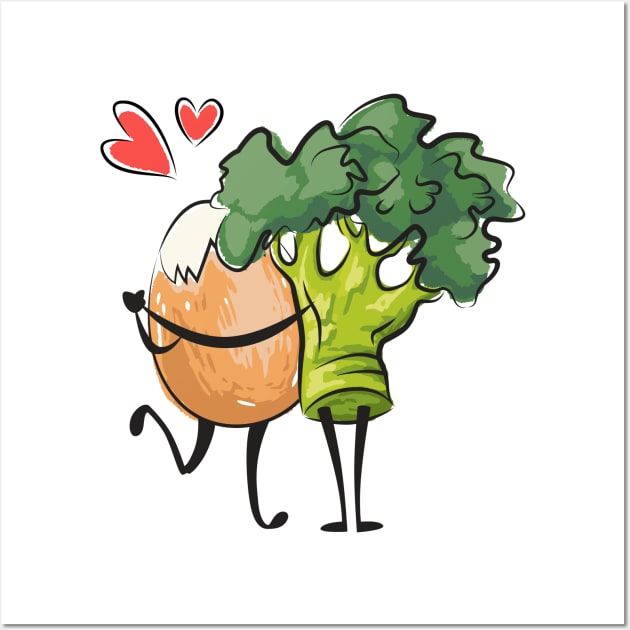 broccoli egg lover couple Wall Art by Mako Design 